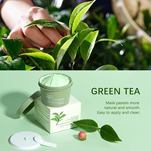 Кална маска от зелен чай - Маска за дълбоко почистване от зелен чай за прочистване на порите, овлажняване и освежаване,