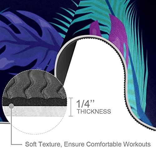 Килимче за йога с дебелина 6 мм, с принтом Тропически листа с Тъмен цвят, Екологично Чисти Постелки за упражнения от