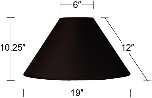 Комплект от 2 Абажуров за каминных лампи в стил Империя, Черен, Голям, 6 инча Отгоре x 19 инча отдолу x 12 см, Наклонен