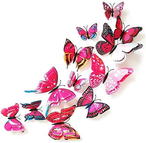 JYPHM 24 БР. 3D Пеперуда Стикер На Стената С Двойни Крила Подвижни Магнити за Хладилник Етикети Декор за Детска Стая