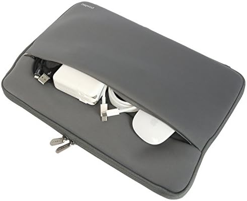 Устойчив на удари калъф от неопрен и ликра Pawtec за 13-инчов MacBook Pro / Air / Retina без тъчпад с допълнителен джоб за аксесоари и зарядни устройства (сив)