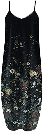 Женствена рокля в Големи размери, Секси Дамски Рокли, Ежедневното Лятно облекло за спагети презрамки и Без Ръкави с Цветен