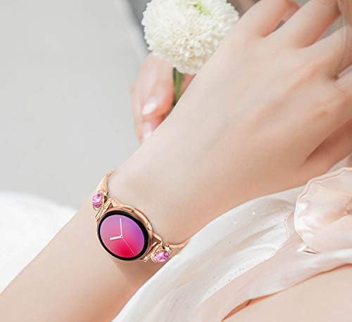 T-ENGINE е Съвместим с Galaxy Watch Active 2 Band/Galaxy Watch 4 Band/ Galaxy 5 Watch Band [40 мм 44 мм], 20 мм, Кожени гривни с кристали за жени