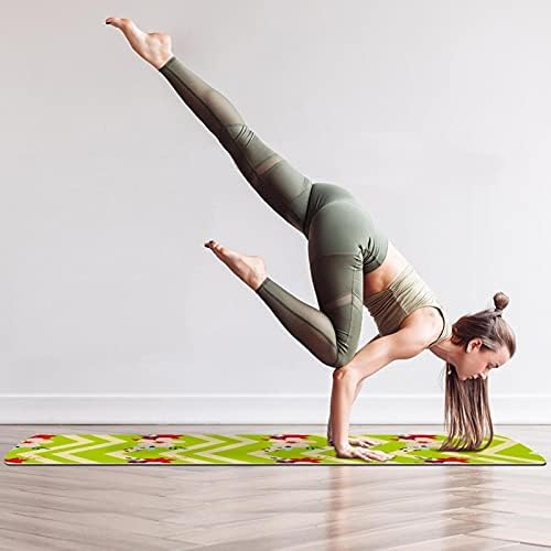 Дебел Нескользящий постелката за йога и фитнес 1/4 Цветен принтом в Зелената Зигзагообразную лента за практикуване на