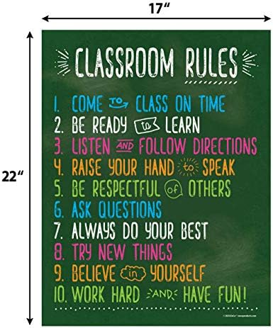 ZOCO - Плакат с правилата за поведение в класната стая - Ламиниран, 17x22 инча - Плакат с правилата за поведение в клас