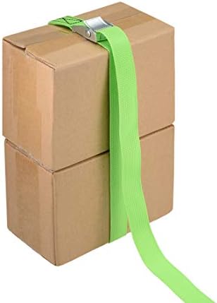 uxcell Стяжной каишка с кулачковой катарама, Крепежный каишка 1 x 20 фута 550 паунда 250 кг, Полипропилен за определяне на перемещаемого на пратката, Зелен, Опаковки от 2