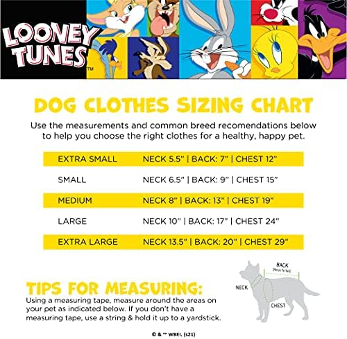 Тениска за кучета с героите от LOONEY TUNES, Черен размер Large | Голяма Мек Пуловер-тениска за кучета за всички кучета | Пуловер-тениска за кучета, стираемый в колата, лесен ?