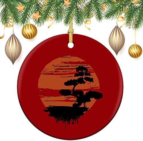 Японското Дърво Бонзай Топли Кръгли Коледна Украса На Керамични Коледно Дърво Висящи Украшения Класически Начало Декор