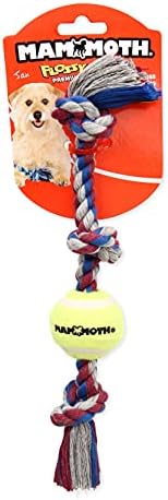 Mammoth Flossy Chews Color с 3 Възела за теглене от мини–тенис топка - Висококачествен Памучен играчка за теглене за